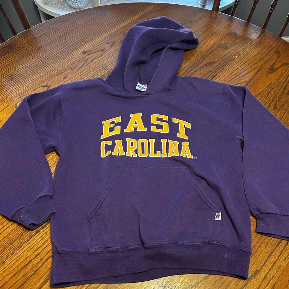 Russell Athletic East Carolina Hoodie Youth Large Purple ECU‎ Sweatshirt